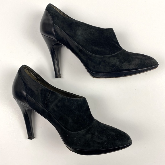DaniBlack Ankle black suede Boots slip-on booties stiletto Heels size 6.5 shoes - Picture 8 of 8